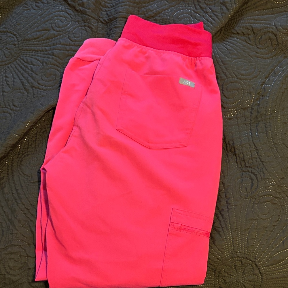 Figs bright pink jogger scrub pants